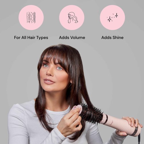 L'ANGE HAIR Multi-Volume Series Blow Dryer Brush | Interchangeable Hair Dryer Brush with Ionic Titanium Barrel for Smooth, Voluminous Styling | Blush - Oval 75mm