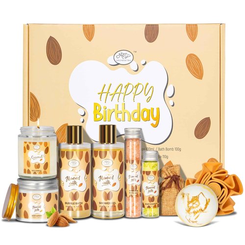 Valentines Day Gifts for Women Spa Gifts Baskets for Women W/Bubble Bath, Bath Salt, Soy Candle, Gifts for Mom Her Female Sister Mother Teacher, Gifts set with Almond Milk Nourishing Bath & Body Care