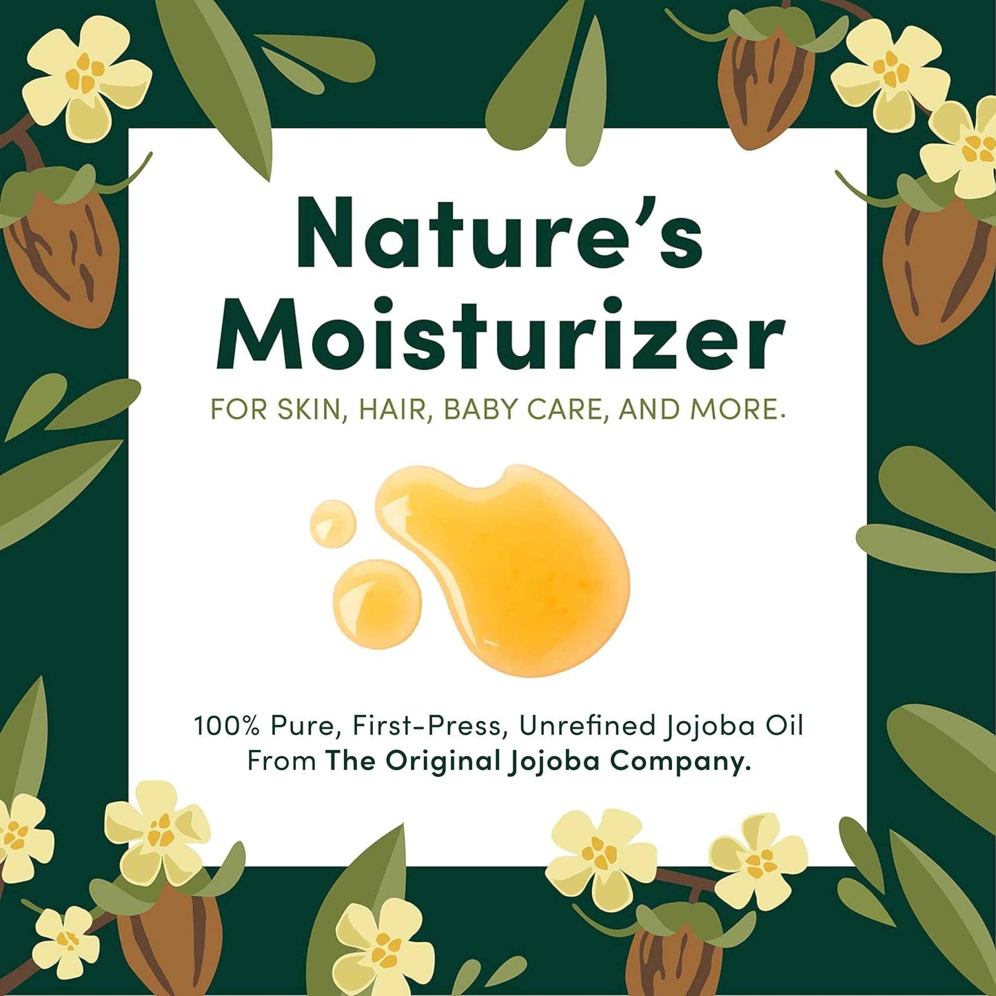 HobaCare Bulk Organic Jojoba Oil - Natural 100% Pure Hexane Free Unrefined Carrier Oil for Skincare, Beard, Hair, Face, Scalp Massage, Bath, Facial - Long Shelf Life (64 oz Half Gallon)