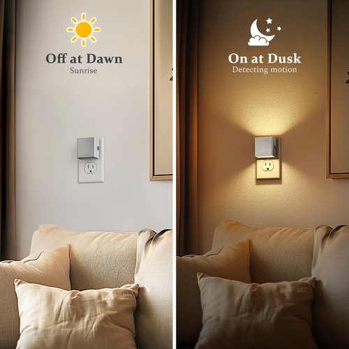 JandCase Night Light,Automatic Night Lights Plug into Wall,Dusk to Dawn,2 Pack Soft White 3000K Brightness Adjustable Nightlight for Kids Bedroom Bathroom Hallway Kitchen