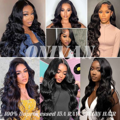 ONIVAN 13x6 Body Wave Lace Front Wigs Human Hair Wig 15A Raw 250 Density Indian HD Lace Frontal Human Hair Wigs for Women (24 Inch)