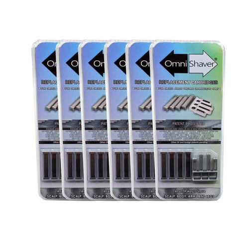6 Pack Premium Omnishaver Replacement Cartridge Refill Kit with One Blade Removal Tool - An Alternative to Disposable, Self Cleans & Strops During Use - Durable Smooth & Comfortable 24 Cartridges
