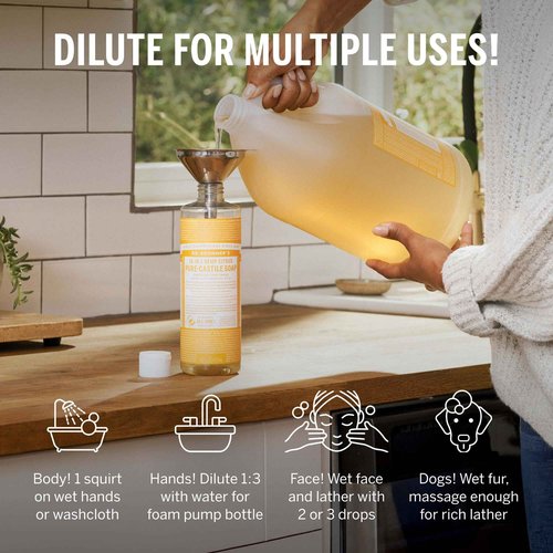Dr. Bronner's Pure-Castile Magic Soap Liquid (Citrus, 1 Gallon) - Made with Regenerative Organic Certified Oils, 18-in-1 Uses: Face, Body, Hair, Laundry, Pets and Dishes, Concentrated, Vegan, Non-GMO