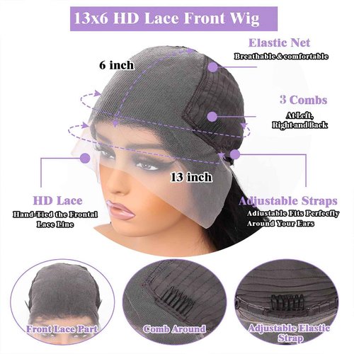 Mepurer 26 Inch Deep Wave Wig Human Hair with Baby Hair 200 Density 13x6 Lace Front Wigs Human Hair Pre Plucked Natural Hairline Deep Curly Lace Frontal Wig for Black Women Natural Color
