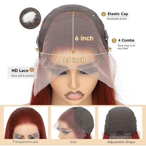 Beluck Reddish Brown 13x6 Lace Front Wigs Human Hair 180 Density 99j Burgundy Hd Lace Front Wigs Human Hair Pre Plucked Glueless Body Wave Frontal Wigs 24 Inch