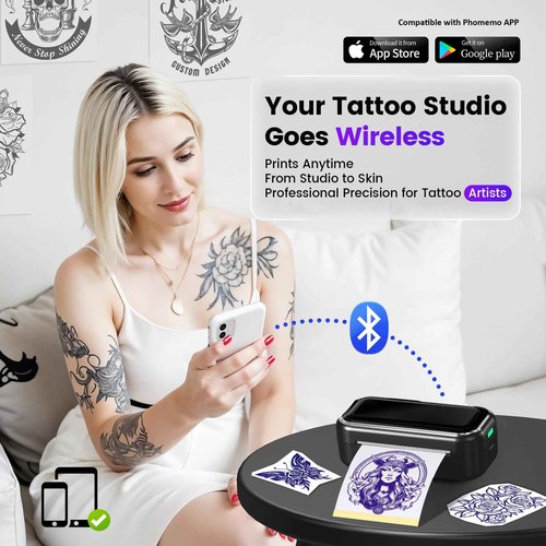 Tattoo Stencil Printer, TP31 Mini Thermal Tattoo Printer Machine with 30pcs Transfer Paper, Bluetooth Stencil Printe for Temporary Tattoos, Artists & Beginners, Compatible with Smartphone & Tablet