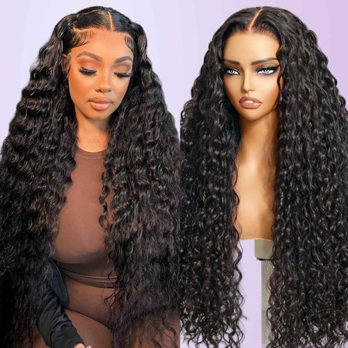 Smilenice 210% Density 13x6 Full Lace Frontal Wigs Human Hair 12A Deep Wave Brazilian Virgin Human Hair Pre Plucked HD Transparent Lace Glueless Wigs 18 Inch