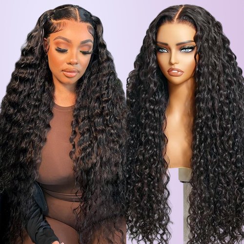 Smilenice 210% Density 13x6 Full Lace Frontal Wigs Human Hair 12A Deep Wave Brazilian Virgin Human Hair Pre Plucked HD Transparent Lace Glueless Wigs 16 Inch