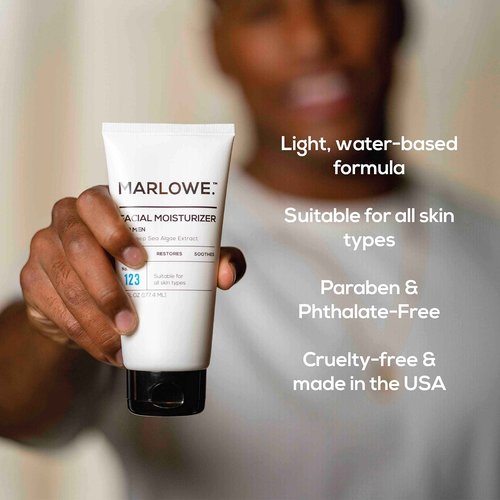 MARLOWE. No. 123 Men's Facial Moisturizer 6 oz | MARLOWE. 002 Extra Moisturizing Body Lotion 15 oz | MARLOWE. No. 108 Polishing Soap Bar | MARLOWE. No. 127 Mens Eye Cream