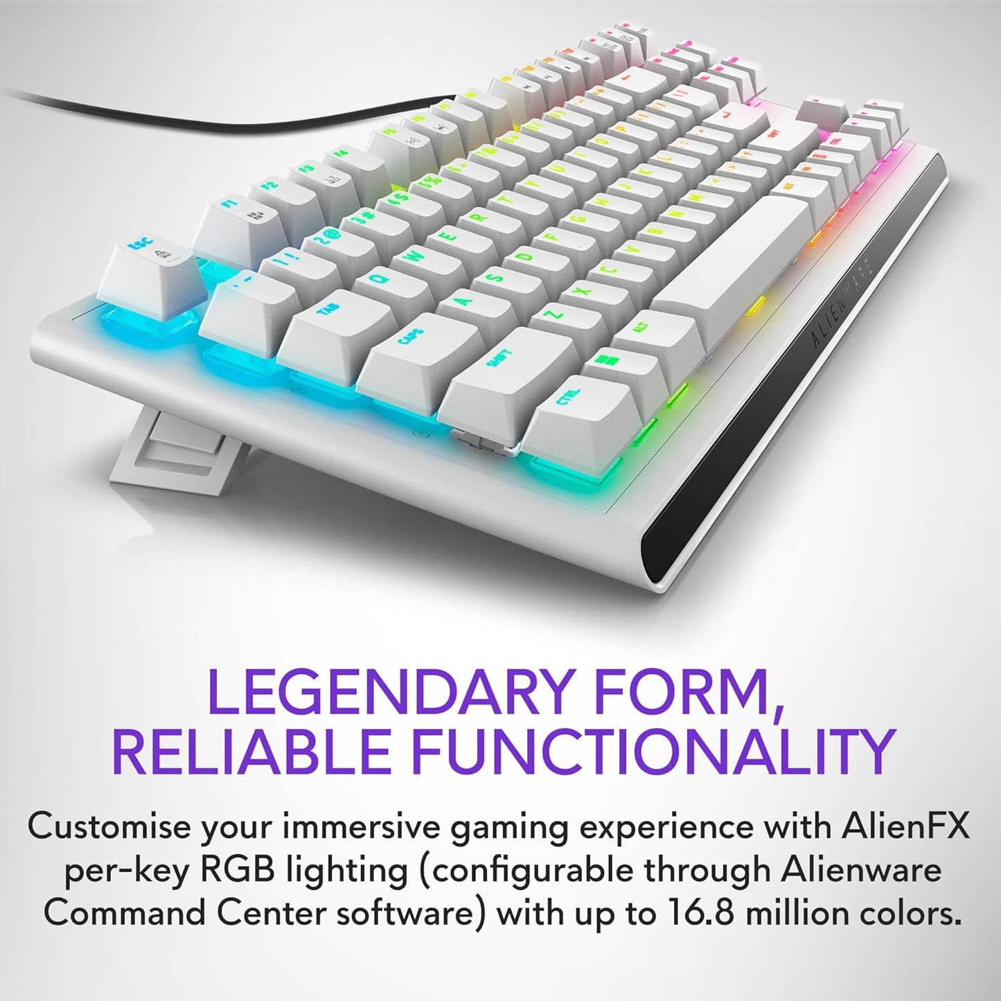 Alienware Low-Profile RGB Gaming Keyboard AW510K, AlienFx Per Key RGB LED Color Backlighting, Media CONTROLS & USB Passthrough, Cherry MX Low Profile Red Switches