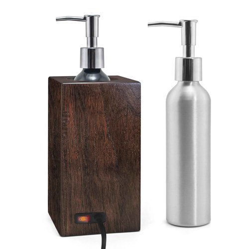 Walnut Wood Massage Oil Warmer Automatic Heating Faster with 2 Massage Oil Pump Bottles Lotion Warmer Dispenser Heated 122-140°F Suitable for Salon Spa Electric Oil Warmer Massage Elitzia ETOH01