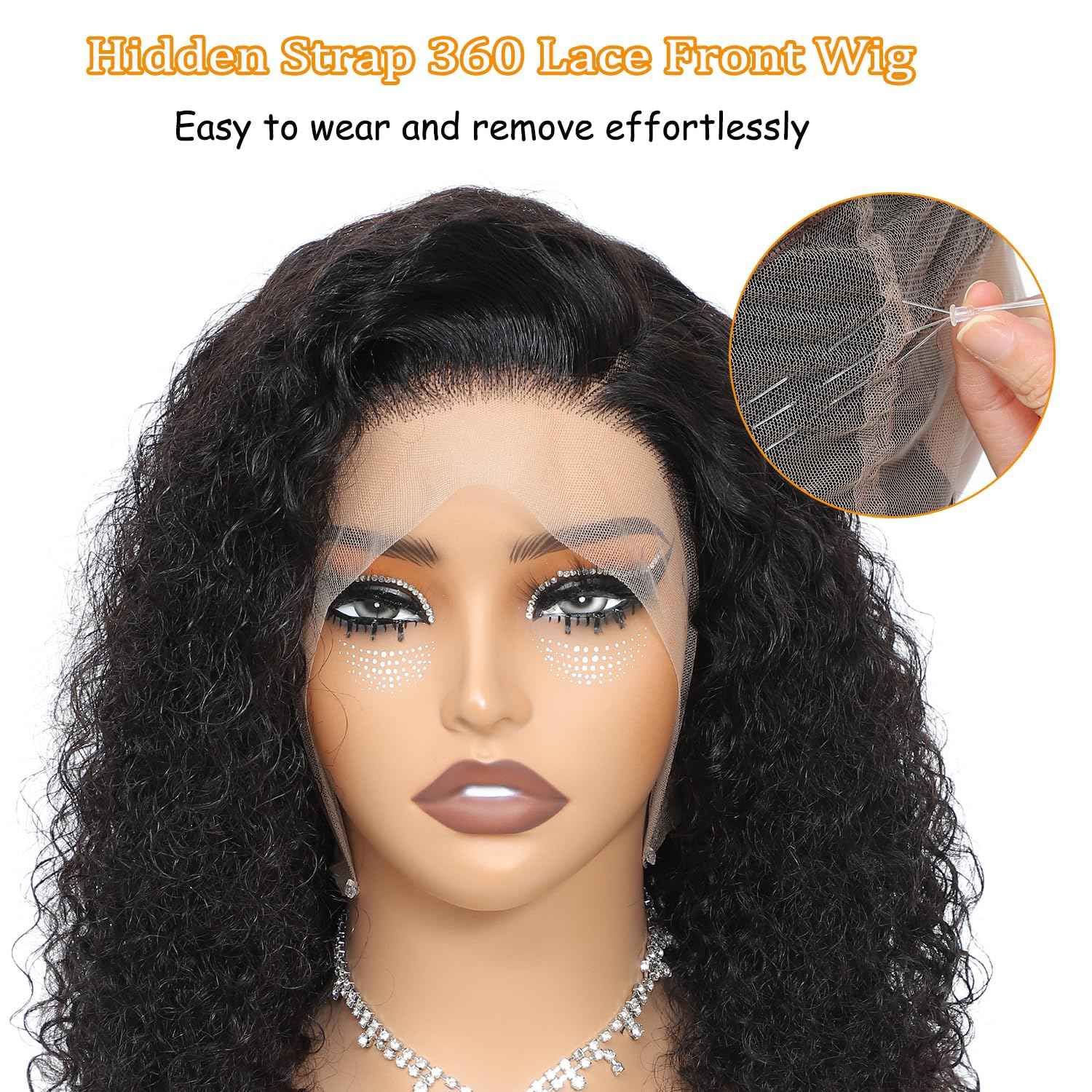 360 Lace Front Wigs Human Hair Pre Plucked With Drawstring 360 Deep Wave Glueless Full Lace Human Hair Wigs Wet And Wavy Invisible Strap Full Lace Wigs For Black Women（Black, 18 Inch）