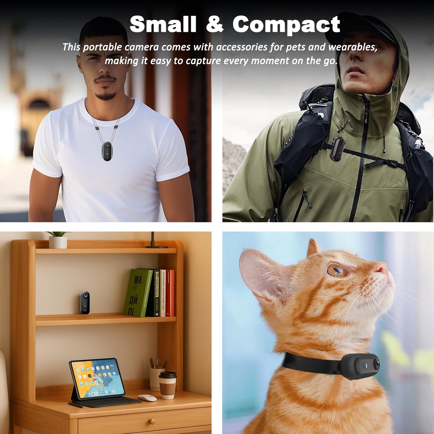 4K Mini Body Camera 128GB - Action Body Cam with Audio & Video- Thumb Hands Free Waterproof Recording Wearable Cameras - POV Worn Portable Personal Camcorder - for Work Travel Pet Walk Swim