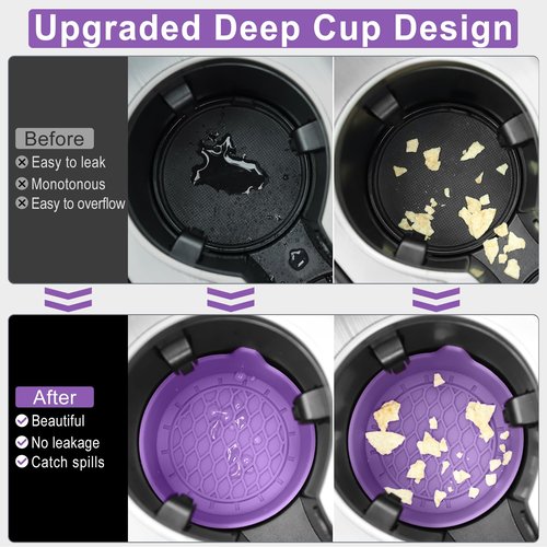 SINGARO Car Cup Holder Coaster, Silicone Cup Holder Insert, Universal Non-Slip Cup Holders, Car Accessories Interior for Women and Man 4 Pack Light Purple