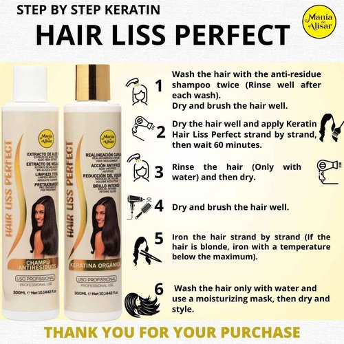 Mania de Alisar Kit Brazilian Hair Straightening Organic - Residue-Removing Shampoo and 300ml (10 oz) Hair Straightener (Pack of 2)