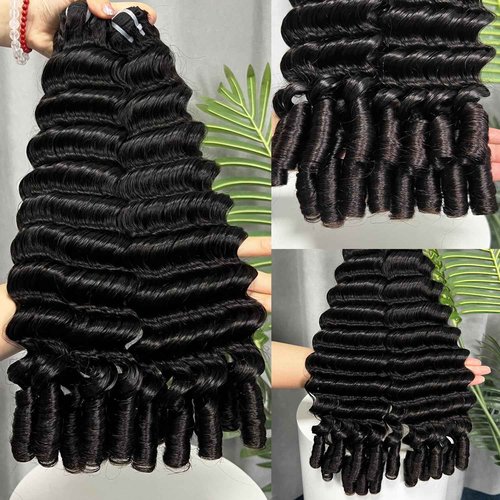 Lemoda Burmese Loose Wave Virgin Human Hair Bundles 16 16 16 Inch Deep Wave Bundles Spiral Curly End 100% Unprocessed Raw Human Hair Extensions Double Weft Hair Weave Hair 3 Bundles Natural Color