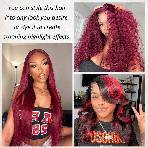 Anmetan Red Burgundy 3 Bundles Human Hair Body Wave, 12A Colored 100% Unprocessed Remy Hair Soft and Bouncy Burgundy Cherry Red 99J Human Hair Wavy Bundles Sew in Double Weft Quick Weave 12 14 16 Inch