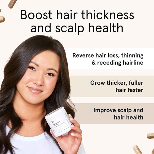 iRestore Max Growth Bundle includes our Hair Growth Formula Supplement, Growth Activator Serum, Thickening Shampoo, and Conditioner to Combat Thinning and Promote Growth