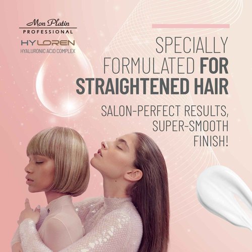 Mon Platin Professional Hair Mask for Damaged Hair & Straightened , 500ml - HYLoren Smoother with Hyaluronic Acid, Deep Conditioning Treatment, Anti-Frizz Conditioner