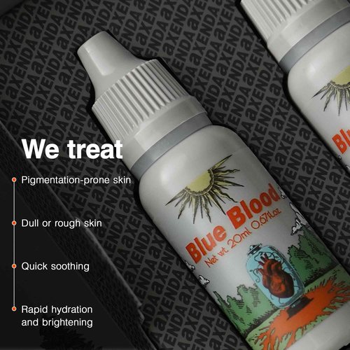 VQM AXENDA Blue Blood, Hydrating Korean Skin Care, Glassskin, Qucikly Soothing for Acne, Sensitive, Dryness Skin, With Centella Asiatica 20ml/0.67fl.oz *2