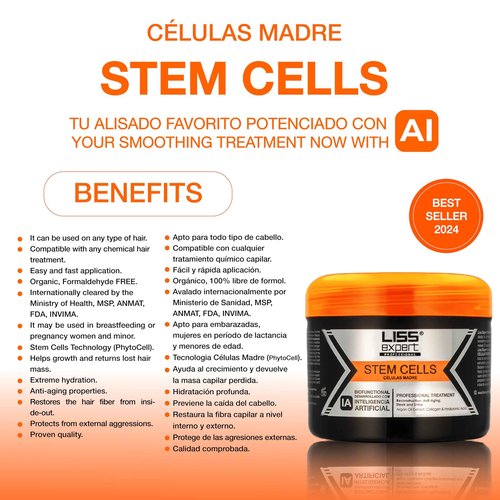 Liss Expert Hair Treatment Set, Stem Cells Express 8.45 oz (ONE shoulder hair lengh app) and Divine Oil 1.69 oz, Organic Smoothing Treatment
