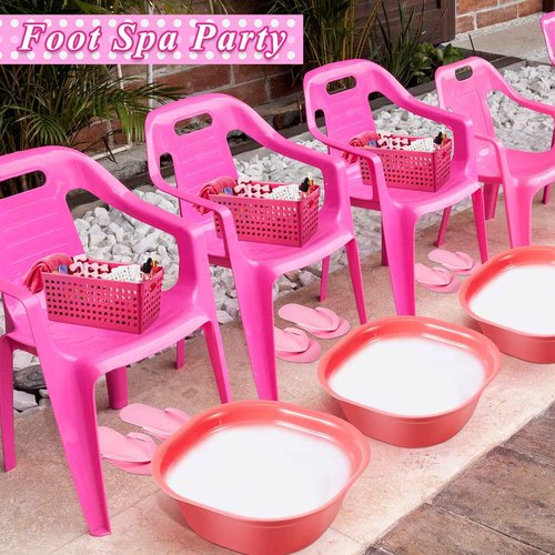 Mumufy 6 Sets Kids Foot Spa Kit for Girl Spa Party with Pink Washbasin Salon Towels Nail Kit for DIY Manicure and Pedicure Set with Foot Care for Sleepovers Slumber Party(Rose Pink)