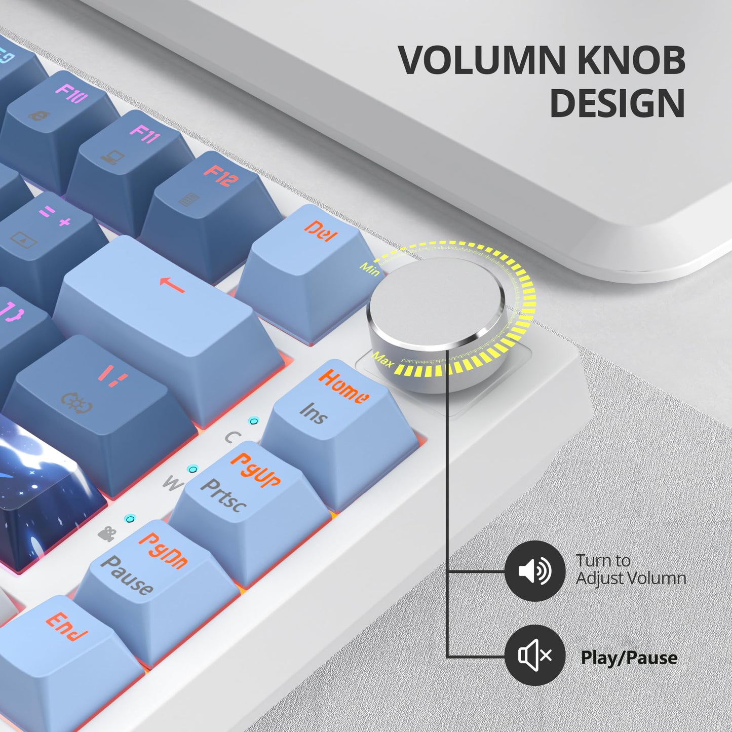 75% Wired Keyboard with Knob, 75 Percent Gaming Keyboard Hot Swappable Gasket Mount,Red Switch,RGB Backlit 82 Keys TKL Mechanical Keyboard,NKRO Compact Keyboard for PC Laptop Windows Gamer(Sea mist)