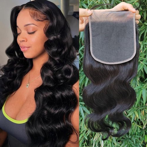 6x6 Closure Body Wave Hd Transparent Lace With Pre Plucked Baby Hair Human Hair High Density Unprocessed Brazilian Virgin Hair 10A Grade Natural Black 22 Inch For Woman