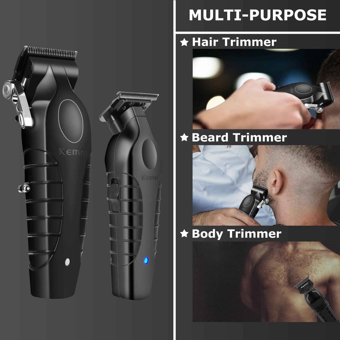 KEMEI Hair Clippers and Trimmers Set Professional, Barber Clipper for Hair Cutting, Rechargeable Electric Trimmers for Men, T-Blade Grooming Kit with 11 Guide Combs for Family