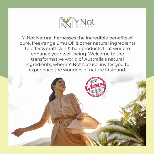 Y Not Natural Emu Oil Pure Skin Moisturizer - Nail, Body, Face, Scalp & Hair Moisturizer with Omega 3, 6, 9, Vitamins, & Minerals - Australian Emu Oil for Skincare 200mL, Blue Gum Eucalyptus