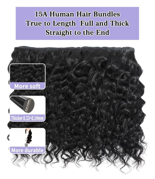 FASHION PLUS Raw Human Hair Bundles, Loose Deep Wave Bundles Human Hair 16 Inch Loose Wave Bundles Human Hair Real Raw Bundles Thick and Soft, Triple Lifespan 1 Bundle