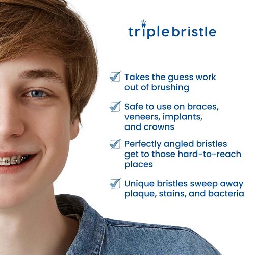 Triple Bristle Original Sonic Toothbrush | Rechargeable 31,000 VPM Tooth Brush | Patented 3 Head Design | Angled Bristles Clean Each Tooth | Dentist Created & Approved Original