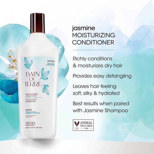 Bain de Terre Moisturizing Shampoo and Conditioner Set & Shine Serum | Jasmine | Hydrates & Moisturizes Dry, Damaged Hair | Argan & Monoi Oils | Paraben Free | Color-Safe | 33.8 Fl Oz