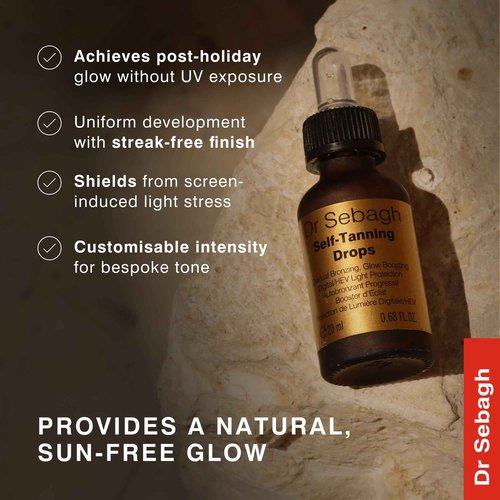 Dr Sebagh Self-Tanning Drops (0.68 fl oz) - Customizable Self Tanner Drops for Face - Streak-Free, Scent-Free Face Tan Drops - Natural Golden Glow Sunless Tanning Drops for Radiant Skin