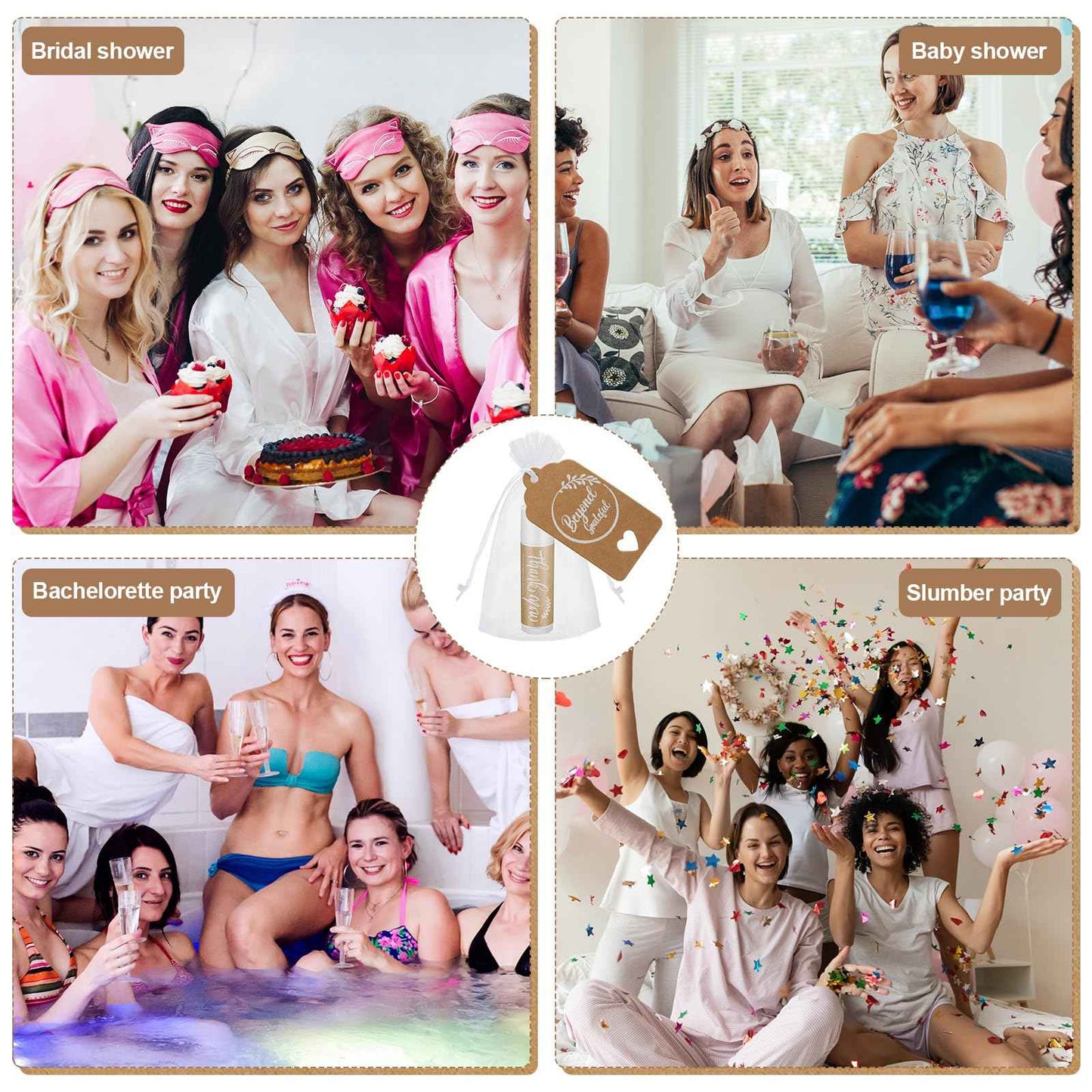 Leelosp Wedding Thank You Lip Balm Bulk Small Natural Moisturizing Mini Balm Lip Care Product Include Organza Bag and Appreciation Card for Women Baby Shower Favors, 5 Fragrance (100 Sets)