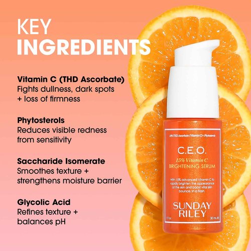 Sunday Riley C.E.O. 15% Vitamin C Brightening Serum, Orange, 1.0 Fl oz(pack of 1)