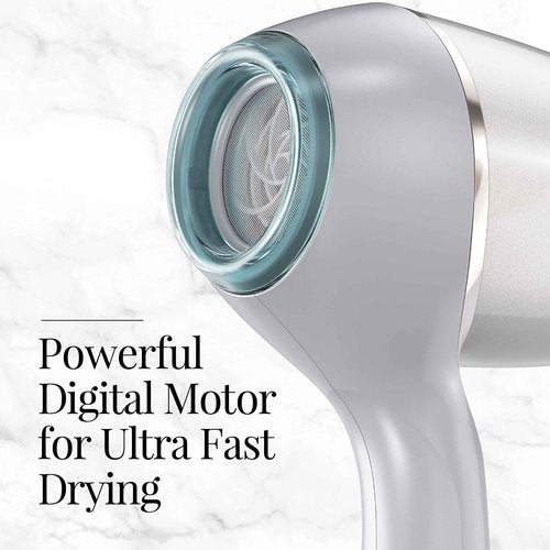 Remington PROLUXE HydraCare Hair Dryer with Diffuser, Pearl White/Gray, 1875 Watts of Drying Power