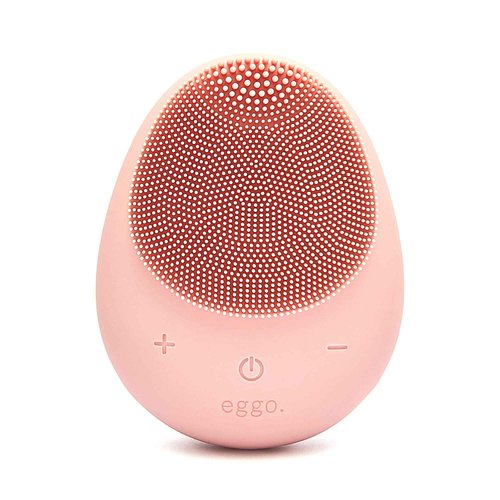 Eggo® Sonic Facial Device - Electric Cleanser & Exfoliator, Vibrating Massager, Silicone Brush for All Skins, Deep Clean, Anti-Aging, Waterproof, Rechargeable Tool (Pink)