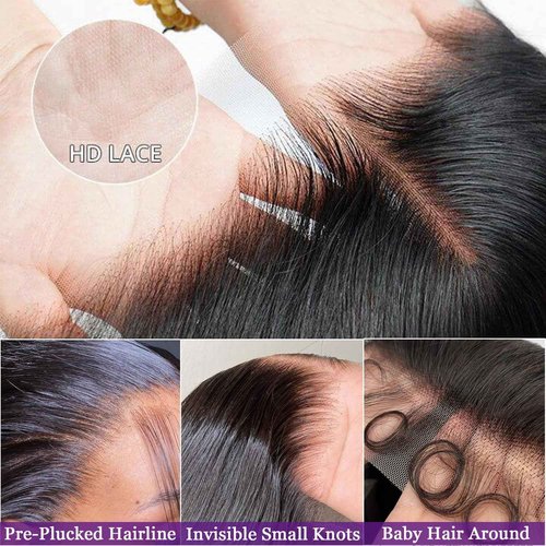 MUNONG Straight Lace Front Wigs Human Hair 200% Density 13x6 HD Lace Front Wigs for Black Women 28inch Pre Plucked with Baby Hair Transparent Glueless Straight Lace Frontal Wigs Natural HairLine