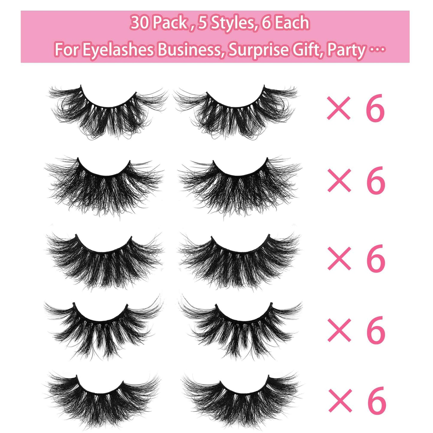 25MM Mink Eyelashes Wholesale Ninglash 30 Pack False Eyelashes, Dramatic Real Mink EyeLashes, Thick HandMade Full Strip Lashes, Crueltyl Free Fluffy Lash, 3D Mink Lashes Bulk …