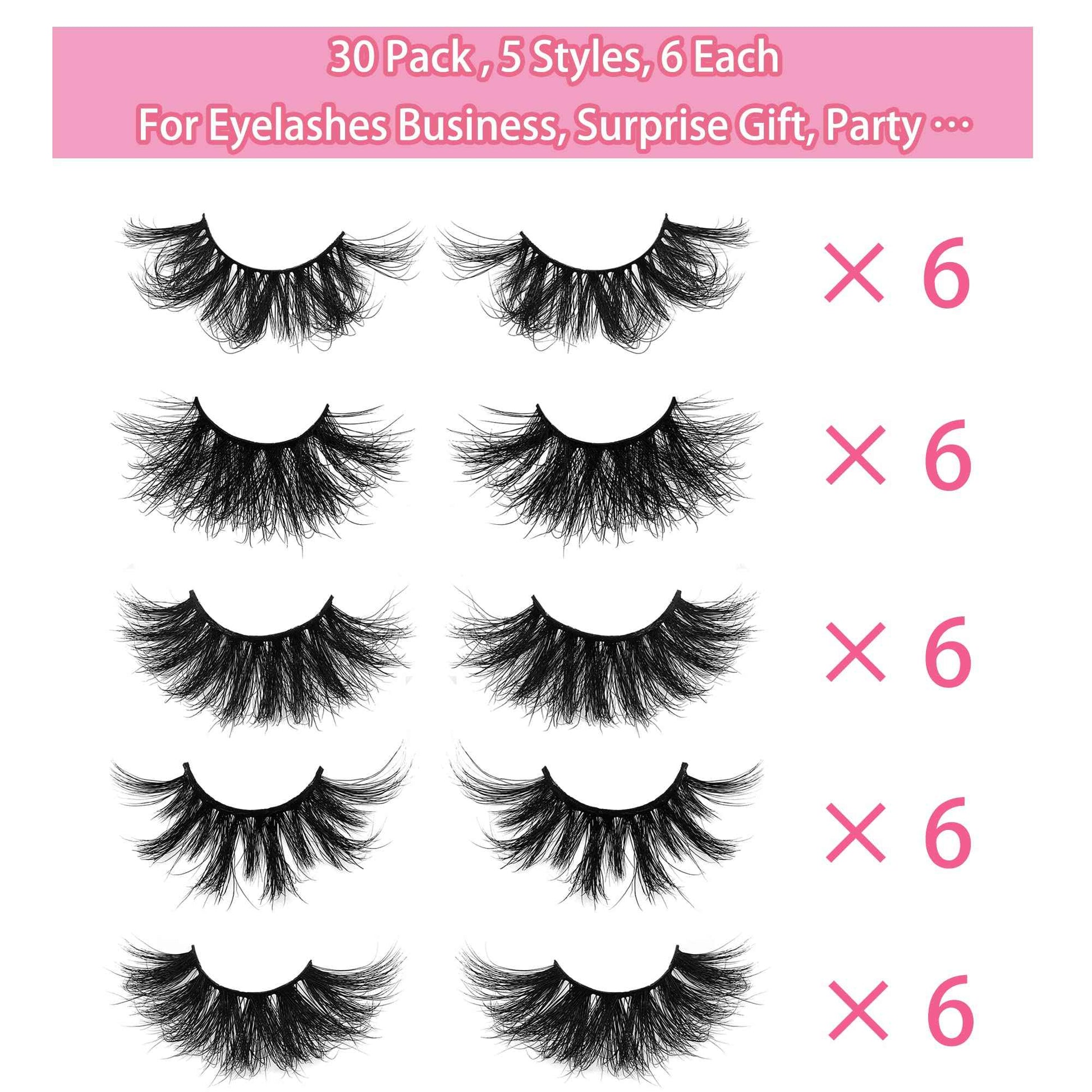 25MM Mink Eyelashes Wholesale Ninglash 30 Pack False Eyelashes, Dramatic Real Mink EyeLashes, Thick HandMade Full Strip Lashes, Crueltyl Free Fluffy Lash, 3D Mink Lashes Bulk …