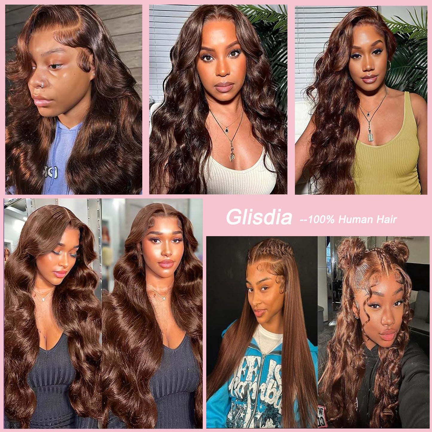 #4 Brown Human Hair Closure Transparent Lace 2x6 Brown Body Wave Closure Pre Plucked Deep Part 100% Unprocessed Human Virgin Hair Wet And Wavy 18 Inch