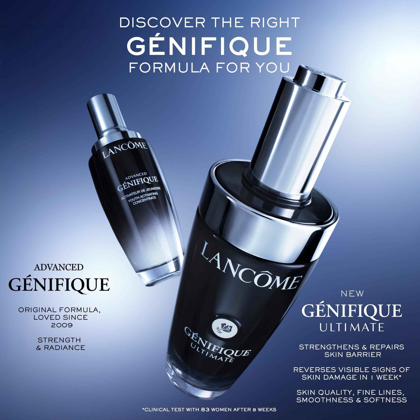 Lancôme Génifique Ultimate Dual Recovery Face Serum - Visibly Improves Fine Lines, Rough Texture, Plumpness and Even Skintone - with Beta Glucan and, Hyaluronic Acid - Refill - 1.69 Fl Oz