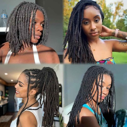 100% Real Human Hair 0.2cm Width 8 Inch Loc extensions Human Hair with Curly Ends 50 Strands per pack Full Handmade Dreadlock Extensions Can be dyed and bleached for Men Women Kids (8 Inch-50)