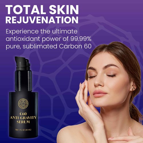 C60 Power Anti-Gravity Serum for Face & Neck - Combat Wrinkles, Anti Aging Skin Care for Men & Women, Antioxidant Rich, Made with 99.99% Pure Sublimated C60 & Other High-Quality Ingredients - 1 fl oz