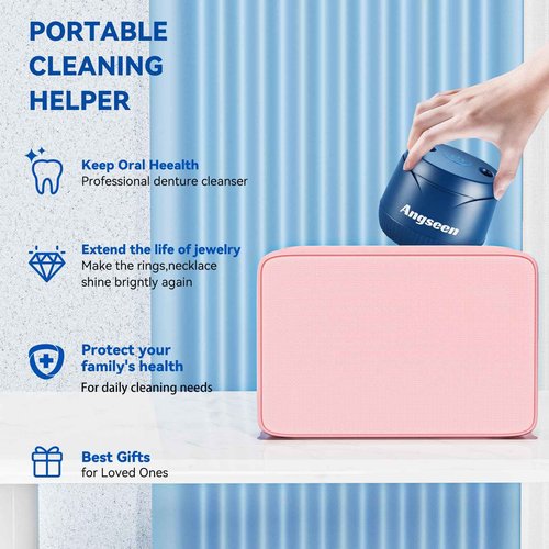 Ultrasonic Retainer Cleaner, 200ML Mouth Guard Cleaner 45kHz Portable Retainer Cleaner for Dentures, Night Guard Cleaner Machine for Aligner, Mouth Guard, Braces, Toothbrush, Jewelry(Blue)