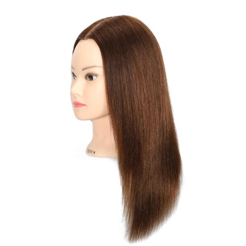 Headdoll 100% Human Hair Mannequin Head Hair Styling Training Head Cosmetology Manikin Head Doll Head for Hairdresser with Free Stand
