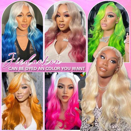 JIEDAOKOU 613 Lace Front Wig Human Hair Blonde Wig Human Hair Body Wave 13x6 HD Transparent Lace Front Wigs Pre Plucked 613 HD Lace Frontal Wigs 24 Inch 200 Density with Baby hair