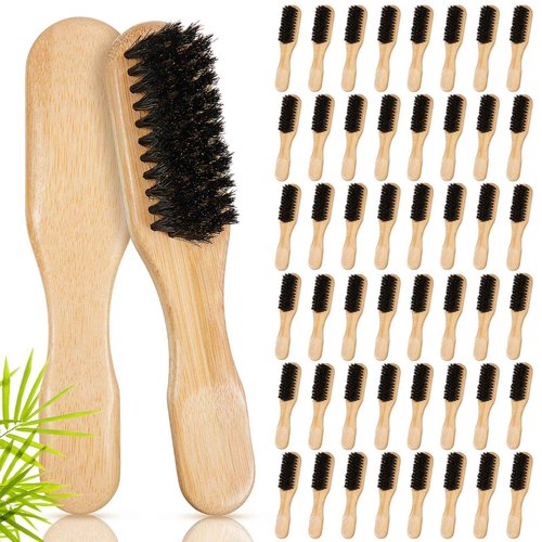 Weysat 48 Pack Boar Bristle Hair Brushes - Natural Wooden Handle Brushes for Thick Hair, Beard, Frizz Control, Pet Grooming, Smoothing Flyaways - Dual Use for Women, Men, Cat & Dog