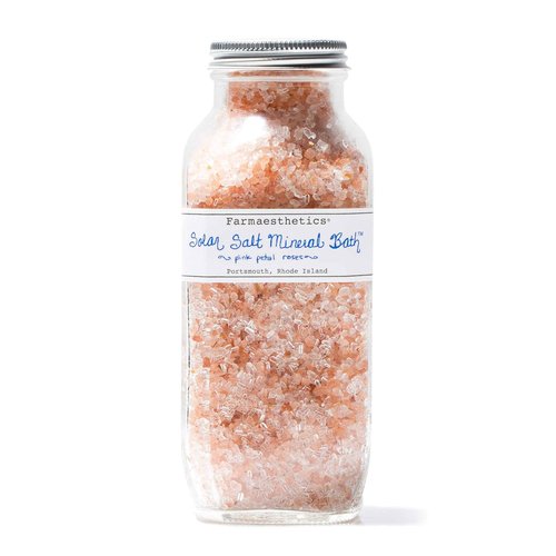 Farmaesthetics Pink Petal Roses Solar Salt Mineral Bath (16 oz) | Ethically Sourced Sustainable Beauty | Clean, All Natural, Small Batch Skincare
